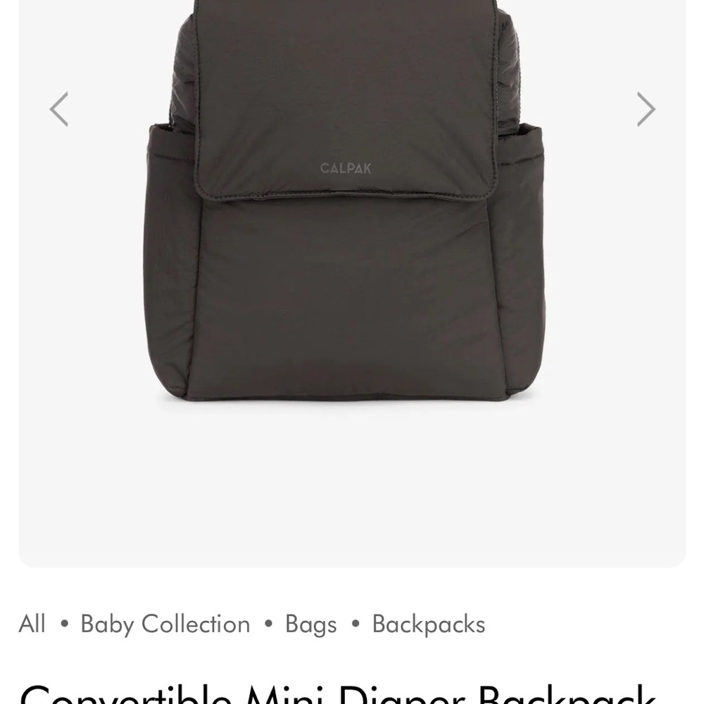 Calpak Black Convertible Mini Diaper Backpack
